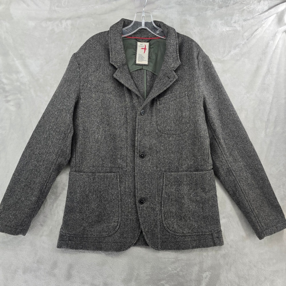 Relwen Size Medium Sweatshirt Trap Blazer Gray Herringbone Wool Jacket NEW - Picture 2 of 8